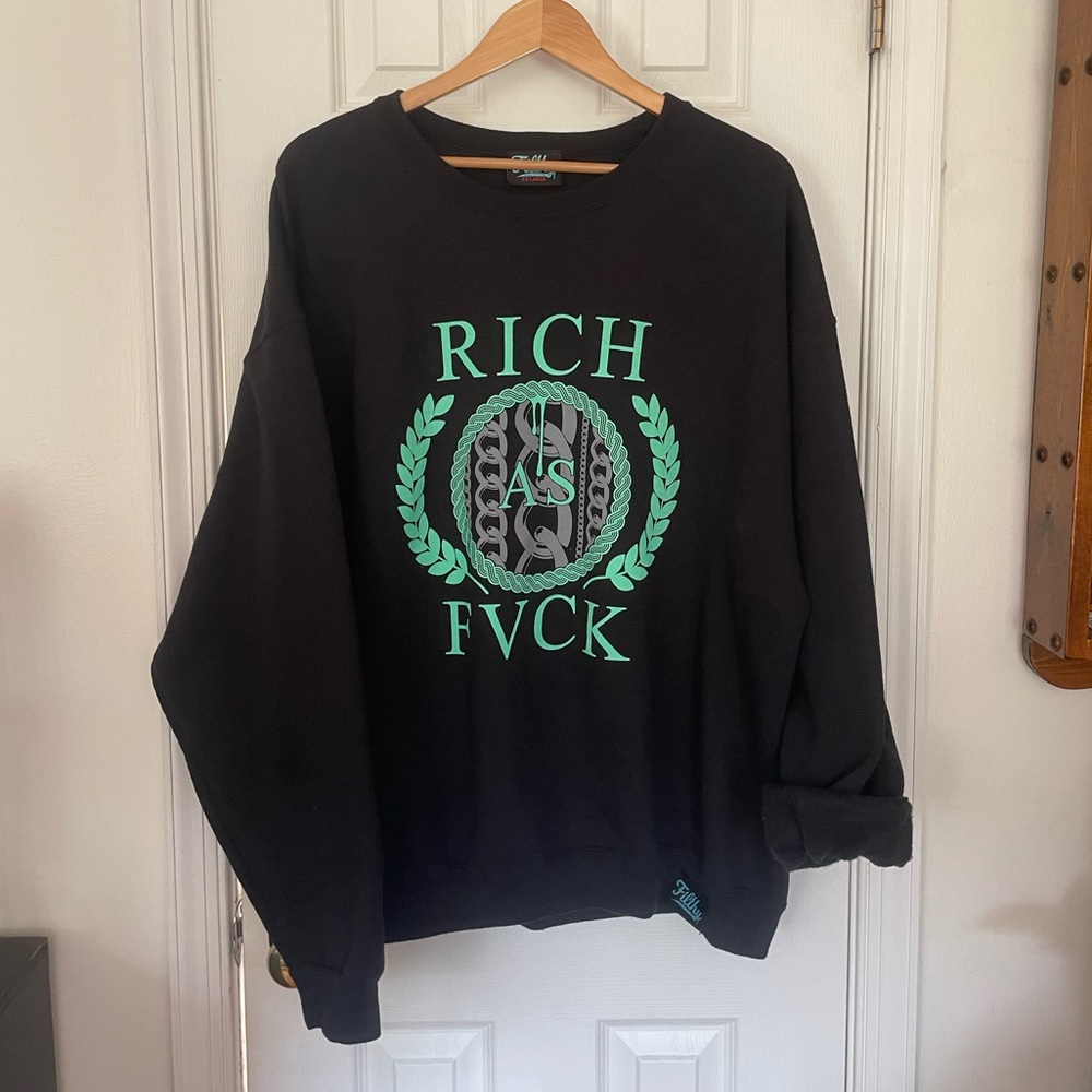 Filthy Rich Af Navy Blue & Lime Pullover Graphic … - image 4